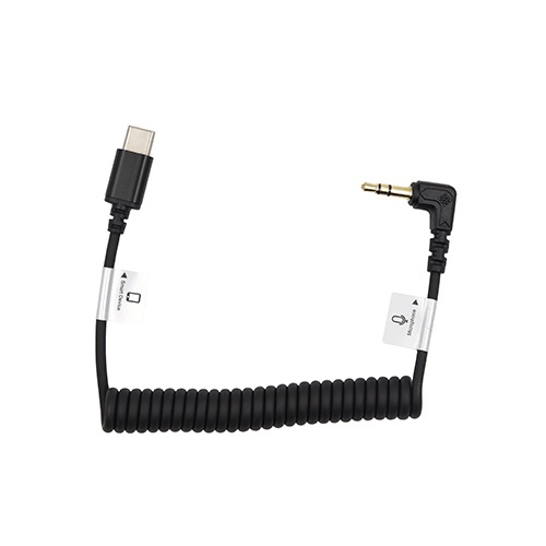 Shop Promaster Audio Cable USB-C male straight - 3.5mm TRS male right angle - 8 1/2" coiled by Promaster at Nelson Photo & Video