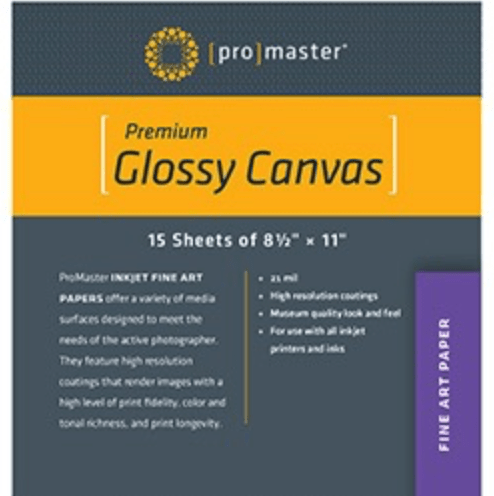 Promaster Premium Glossy Canvas - 8 1/2"x11'' - 15 Sheets - Nelson Photo & Video