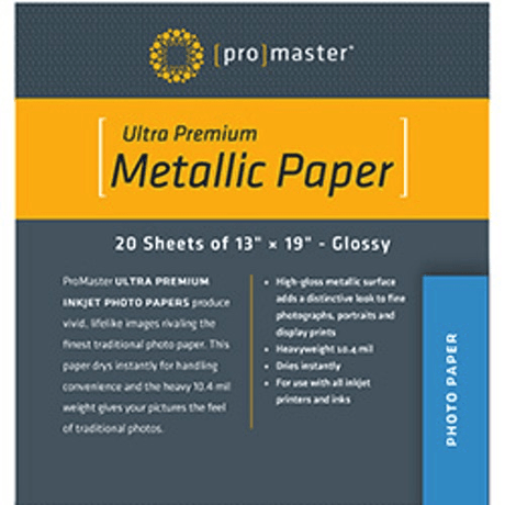 Shop Promaster Silver Metallic Inkjet Photo Paper 13 x 19” - 20 sheets by Promaster at Nelson Photo & Video