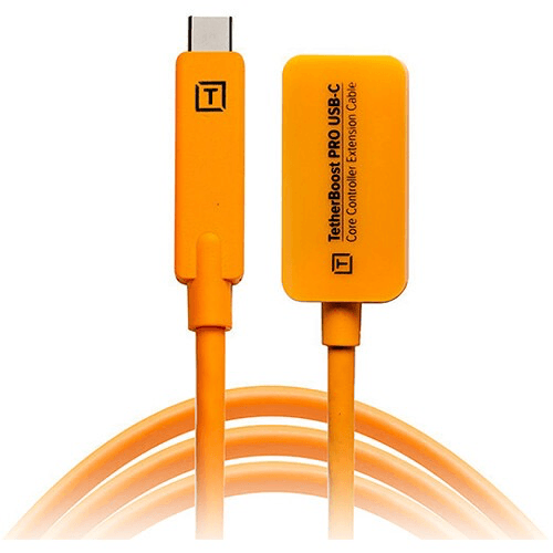 Shop Tether Tools TetherBoost Pro USB Type-C Core Controller Extension Cable (16', High-Visibility Orange) by Tether Tools at Nelson Photo & Video