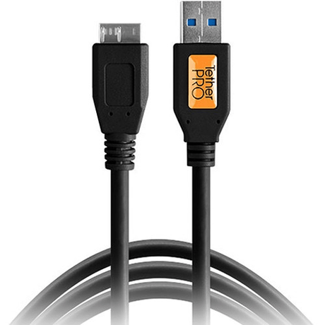 Shop Tether Tools TetherPro USB 3.0 Male Type-A to USB 3.0 Micro-B Cable (15', Black) by Tether Tools at Nelson Photo & Video