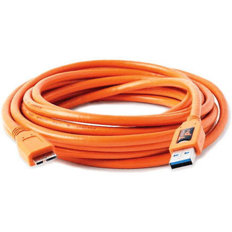 Shop Tether Tools TetherPro USB 3.0 Male Type-A to USB 3.0 Micro-B Cable (15', Orange) by Tether Tools at Nelson Photo & Video