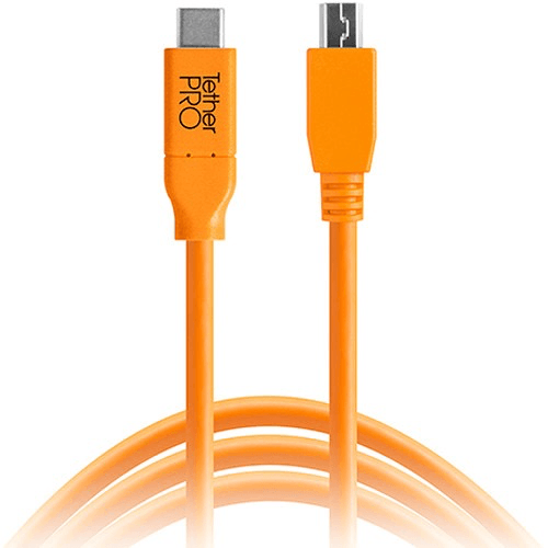 Shop Tether Tools TetherPro USB Type-C Male to 5-Pin Micro-USB 2.0 Type-B Male Cable (15', Orange) by Tether Tools at Nelson Photo & Video