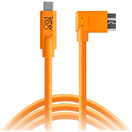 Shop Tether Tools TetherPro USB Type-C Male to Micro-USB 3.0 Type B Male Cable (15', Orange, Right-Angle) by Tether Tools at Nelson Photo & Video