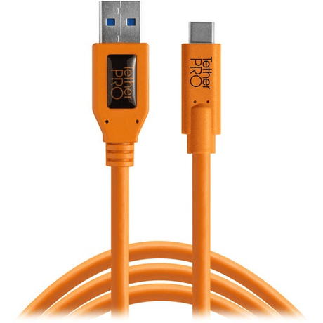 Shop Tether Tools TetherPro USB Type-C Male to USB 3.0 Type-A Male Cable (15', Orange) by Tether Tools at Nelson Photo & Video