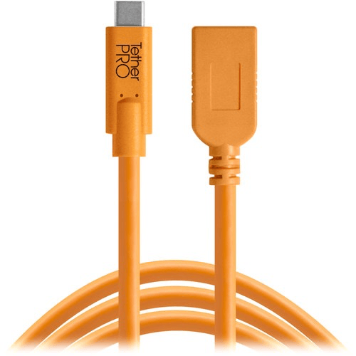 Shop Tether Tools TetherPro USB Type-C to USB Type-A Extension Cable (15', Orange) by Tether Tools at Nelson Photo & Video