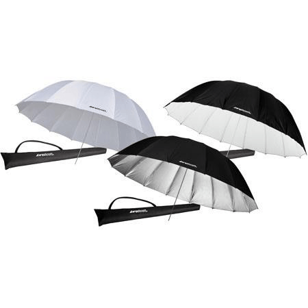 Shop Westcott 7' Parabolic Three Umbrella Kit, Includes 1 White Diffusion, 1 Silver and 1 White/Black by Westcott at Nelson Photo & Video